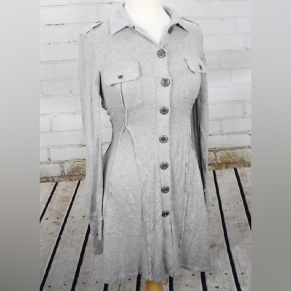 Free People Sweater Dress/Jacket/Cardigan Gray Button Down Long Sleeve - Picture 5 of 12